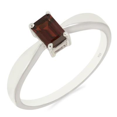BUY REAL GARNET SINGLE STONE RING IN 925 STERLING SILVER