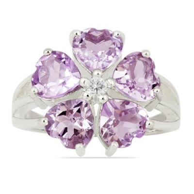 BUY NATURAL PINK AMETHYST GEMSTONE RING IN 925 SILVER