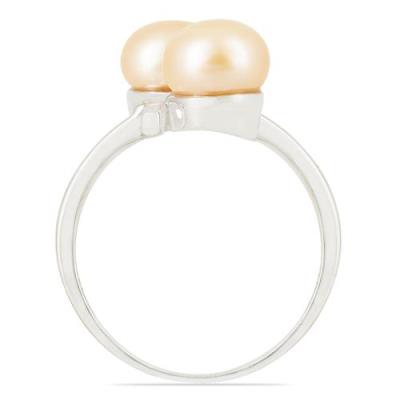 BUY REAL PEACH PEARL GEMSTONE STYLISH RING IN 925 STERLING SILVER