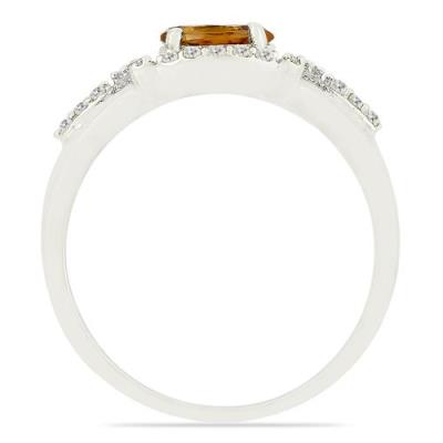 BUY STERLING SILVER NATURAL MADEIRA CITRINE GEMSTONE HALO RING