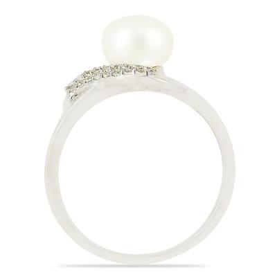 BUY NATURAL WHITE PEARL STYLISH  RING IN 925 SILVER