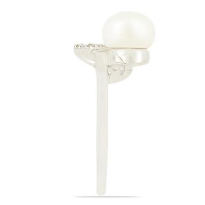 BUY NATURAL WHITE PEARL STYLISH  RING IN 925 SILVER