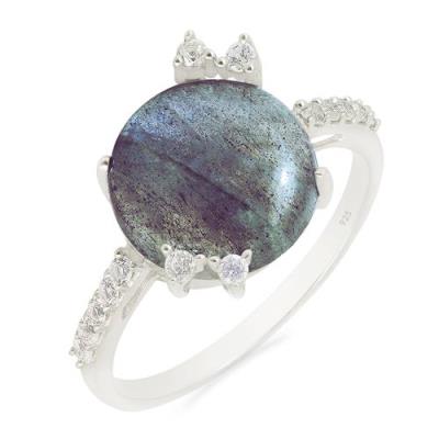 BUY LABRADORITE GEMSTONE BIG STONE RING IN STERLING SILVER