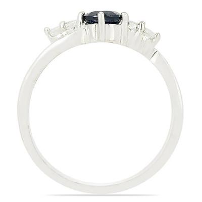 BUY NATURAL BLUE SAPPHIRE GEMSTONE CLASSIC RING IN 925 SILVER
