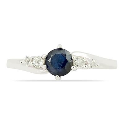 BUY NATURAL BLUE SAPPHIRE GEMSTONE CLASSIC RING IN 925 SILVER