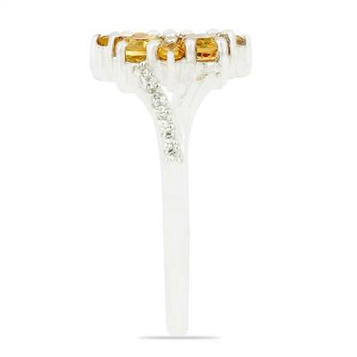REAL CITRINE GEMSTONE CLUSTER RING IN 925 SILVER