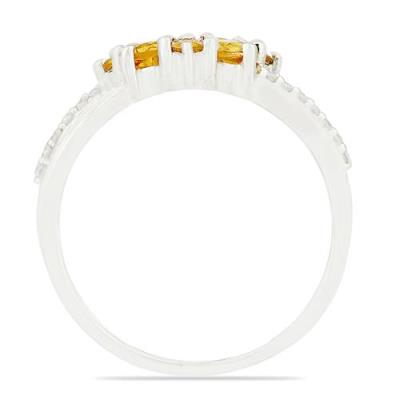 REAL CITRINE GEMSTONE CLUSTER RING IN 925 SILVER