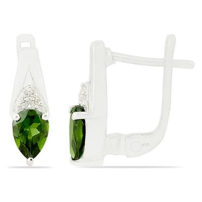 BUY NATURAL CHROME DIOPSITE CLASSIC EARRINGS IN 925 STERLING SILVER