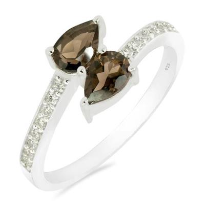 BUY 925 SILVER NATURAL SMOKY GEMSTONE RING