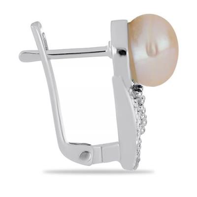 REAL PEACH PEARL GEMSTONE EARRINGS IN 925 STERLING SILVER – JEWELPIN