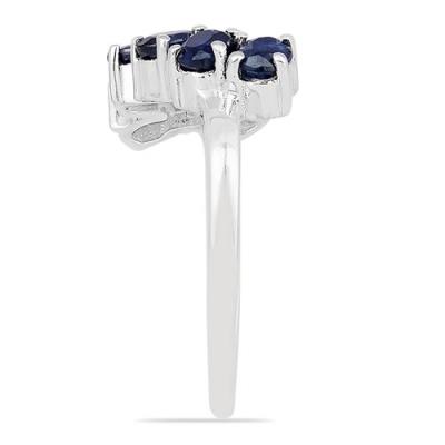 BUY STERLING SILVER NATURAL BLUE SAPPHIRE MULTI GEMSTONE STYLISH RING