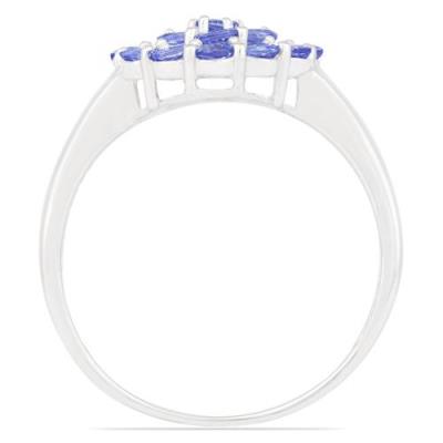 BUY STERLING SILVER NATURAL TANZANITE GEMSTONE CLUSTER RING