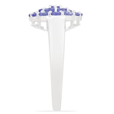 BUY STERLING SILVER NATURAL TANZANITE GEMSTONE CLUSTER RING