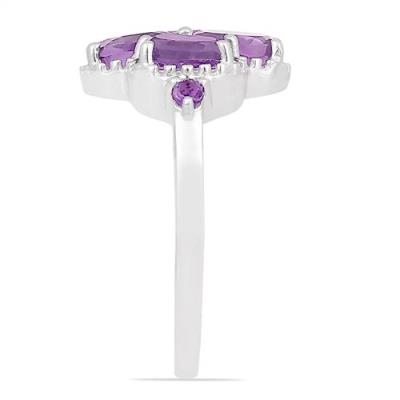 STERLING SILVER AMETHYST MULTI GEMSTONE STYLISH RING
