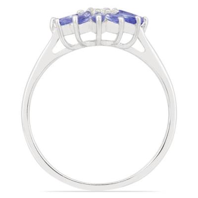 BUY NATURAL TANZANITE GEMSTONE FLOWER RING IN 925 SILVER