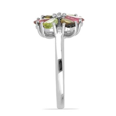 BUY 925 STERLING SILVER NATURAL MULTI TOURMALINE GEMSTONE RING