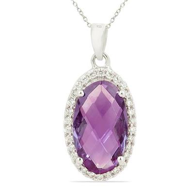 925 SILVER SYNTHETIC ALEXANDERITE GEMSTONE BIG STONE PENDANT