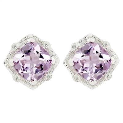 REAL PINK AMETHYST GEMSTONE CLASSIC EARRINGS IN 925 STERLING SILVER
