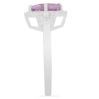 BUY REAL PINK AMETHYST GEMSTONE CLASSIC RING IN 925 SILVER