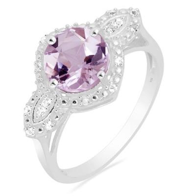 BUY REAL PINK AMETHYST GEMSTONE CLASSIC RING IN 925 SILVER