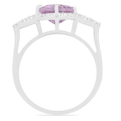 BUY REAL PINK AMETHYST GEMSTONE CLASSIC RING IN 925 SILVER
