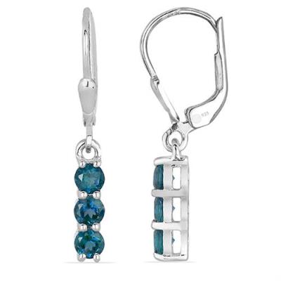 BUY NATURAL LONDON BLUE TOPAZ GEMSTONE EARRINGS IN 925 SILVER
