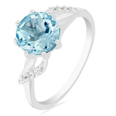BUY 925 SILVER NATURAL SKY BLUE TOPAZ GEMSTONE CLASSIC RING