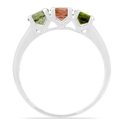 BUY REAL MULTI TOURMALINE GEMSTONE RING IN 925 SILVER