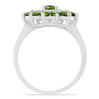 BUY 925 SILVER NATURAL CHROME DIOPSITE GEMSTONE HALO STYLISH RING