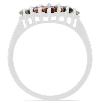BUY 925 STERLING SILVER NATURAL MULTI TOURMALINE GEMSTONE CLUSTER RING