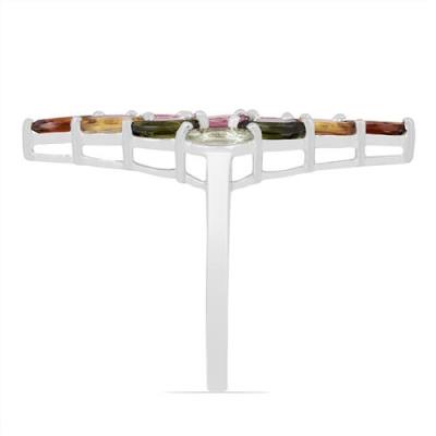 BUY 925 STERLING SILVER NATURAL MULTI TOURMALINE GEMSTONE CLUSTER RING