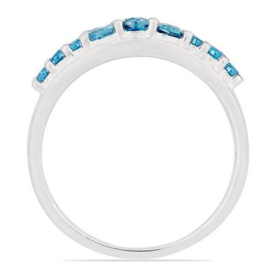 BUY STERLING SILVER NATURAL LONDON TOPAZ GEMSTONE CLUSTER RING