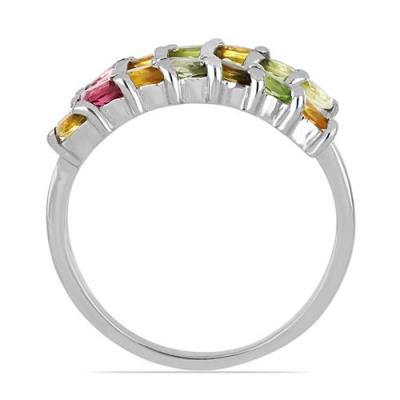 BUY STERLING SILVER NATURAL MULTI TOURMALINE GEMSTONE RING
