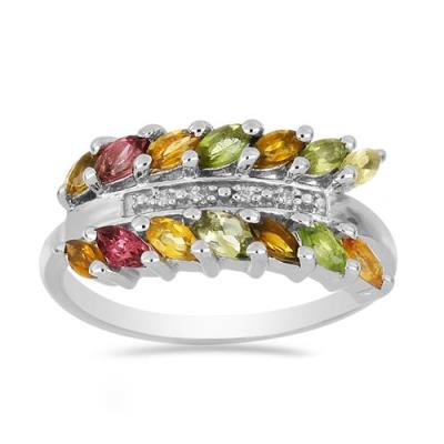 BUY STERLING SILVER NATURAL MULTI TOURMALINE GEMSTONE RING