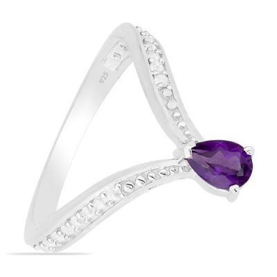 BUY AFRICAN AMETHYST GEMSTONE CLASSIC RING IN 925 STERLING SILVER