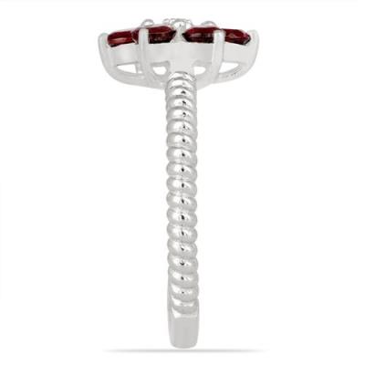 BUY 925 SILVER NATURAL GARNET GEMSTONE FLOWER RING