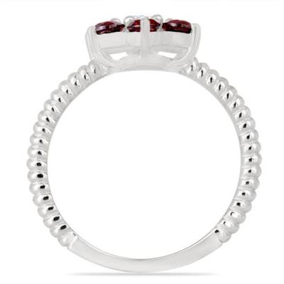 BUY 925 SILVER NATURAL GARNET GEMSTONE FLOWER RING