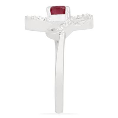 BUY STERLING SILVER NATURAL GLASS FILLED RUBY GEMSTONE CLASSIC RING