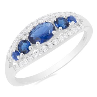 BUY BLUE SAPPHIRE GEMSTONE STYLISH RING IN 925 SILVER