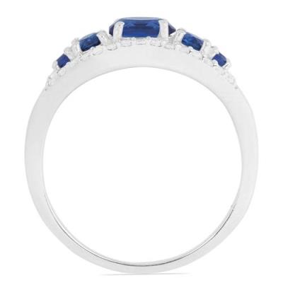 BUY BLUE SAPPHIRE GEMSTONE STYLISH RING IN 925 SILVER