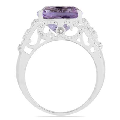 BUY NATURAL PINK AMETHYST GEMSTONE BIG STONE RING IN 925 SILVER