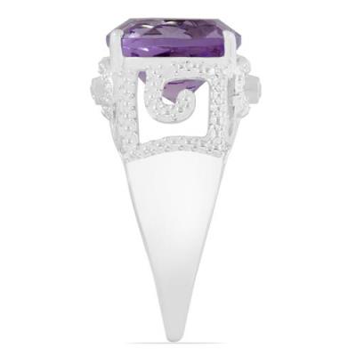 BUY NATURAL PINK AMETHYST GEMSTONE BIG STONE RING IN 925 SILVER