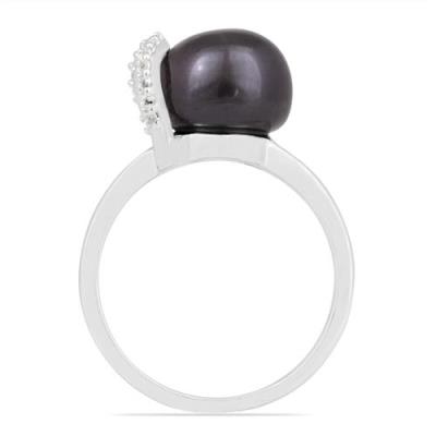 BUY NATURAL BLACK PEARL GEMSTONE RING IN STERLING SILVER