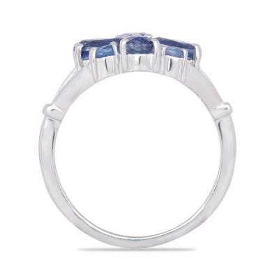 BUY NATURAL BLUE KYANITE GEMSTONE FLOWER RING IN 925 SILVER