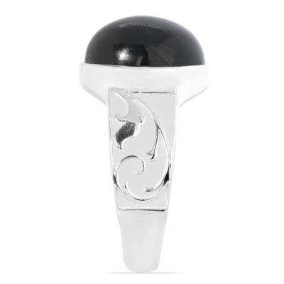 BUY REAL BLACK ONYX GEMSTONE BIG STONE RING IN STERLING SILVER