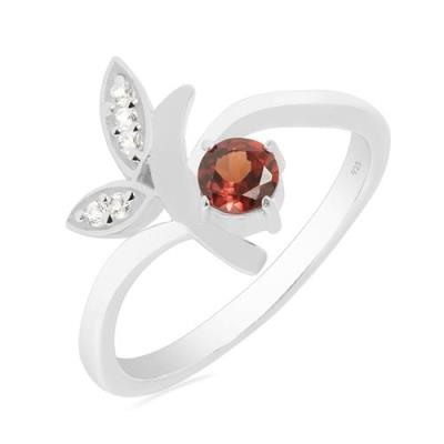 BUY 925 STERLING SILVER NATURAL GARNET GEMSTONE CLASSIC RING