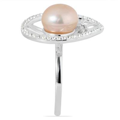 BUY 925 SILVER NATURAL PEACH  FRESHWATER PEARL GEMSTONE UNIQUE RING