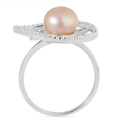 BUY 925 SILVER NATURAL PEACH  FRESHWATER PEARL GEMSTONE UNIQUE RING