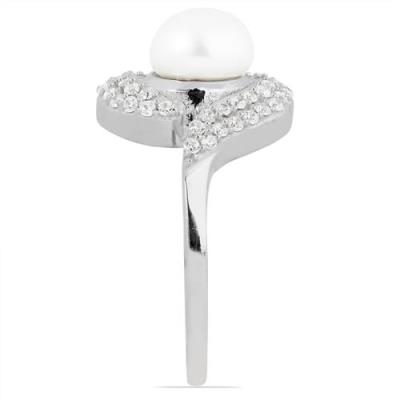 BUY 925 SILVER NATURAL WHITE FRESHWATER PEARL GEMSTONE STYLISH RING