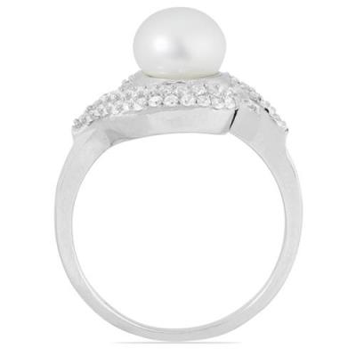 BUY 925 SILVER NATURAL WHITE FRESHWATER PEARL GEMSTONE STYLISH RING